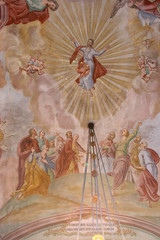 Ascension of Christ, fresco painting on the ceiling of church
