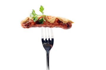sausage on a fork