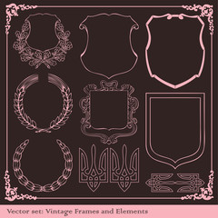 Vintage elements for frame or book cover, card