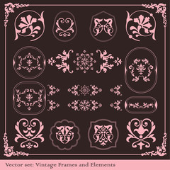 Vintage elements for frame or book cover, card