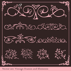 Vintage elements for frame or book cover, card
