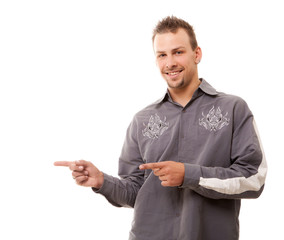 pointing handsome man