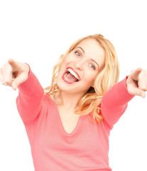 Fototapeta premium businesswoman pointing her fingers