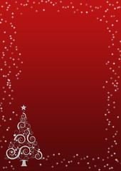 Weihnachtskarte mit Christbaum und Sterne