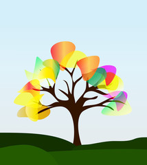 vector autumn background with tree