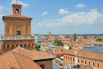 Italy Ferrara city view from Este palace - obrazy, fototapety, plakaty