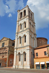 Fototapeta na wymiar Italy Ferrara St George cathedral bell tower
