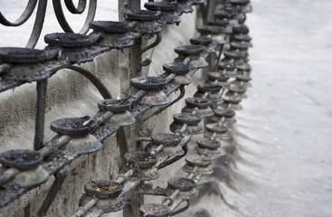 Prayer wheels and butter lamps at Swayambhunath, Nepal