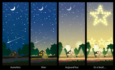 Naklejka premium Pollution lumineuse et ciel nocturne