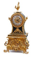 Antique clock with animals figurines. Clipping path incl.