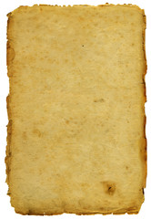 Ancient paper with shabby edges isolated