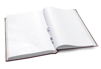 Open notebook with clear pages. Clipping path included.