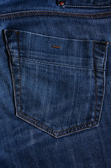 Pocket of dark blue jeans.