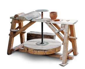 Potters wheel isolated over white. Clipping path included.