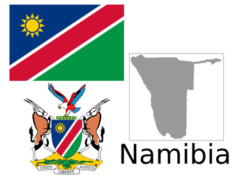 Namibia flag national emblem map