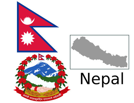 Nepal flag national emblem map