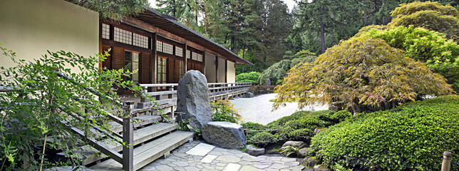 Pavilion at Japanese Garden Panorama