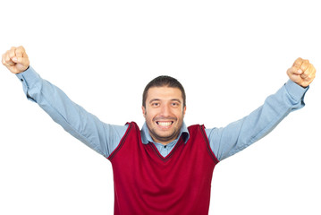 Fototapeta premium Yes!I did it!Excited man with arms up