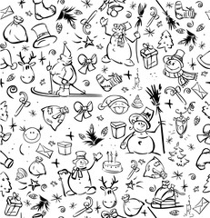 Fototapeta premium Seamless pattern of Christmas symbols.