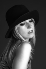 Sexy blonde woman with hat