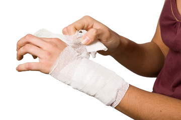 Young Woman With Injured Hand