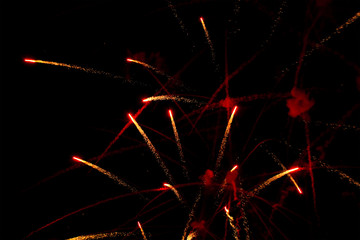 Firework streaks in the night sky