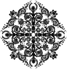 black floral rhombus decoration