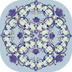 blue square floral pattern