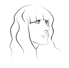 The girl's face. Sketch