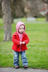 Adorable toddler in an autumn park