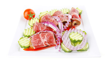meat rolls on white