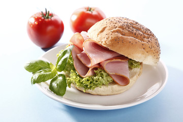 Tasty sandwich with ham