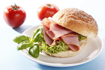 Tasty sandwich with ham