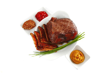 meat and bread with spices