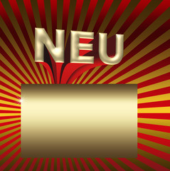 Wort Neu kommt wie Feuerwerk geflogen mit Schild