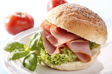 Tasty sandwich with ham