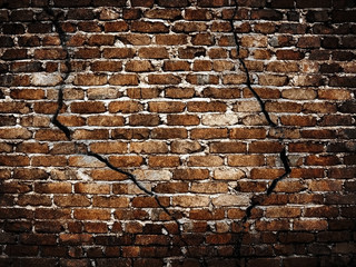 cracked brick wall