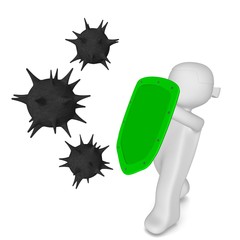 mädchen mit schutzschild viren schwarz