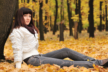 The girl in an autumn forest