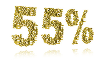 3D Illustration of fifty-five percent