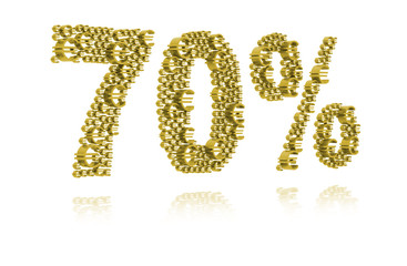 3D Illustration of seventy percent