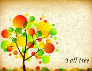 Colored autumn tree on grunge background
