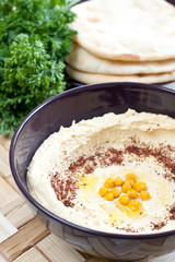 Hummus served with pita bread