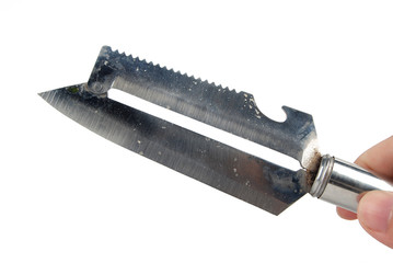 Metal knife isolated on the white background