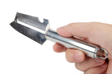 Metal knife isolated on the white background