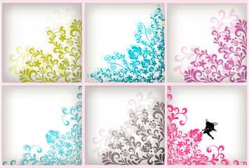 Soft floral vector background set