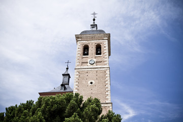Fototapeta na wymiar Church bell tower, rural landscape, Spain