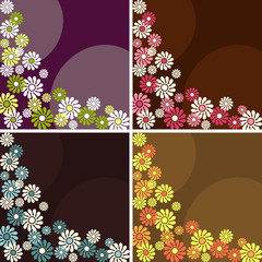 Collection of square retro backgrounds with flowers
