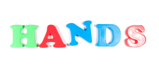 hands written in fridge magnets