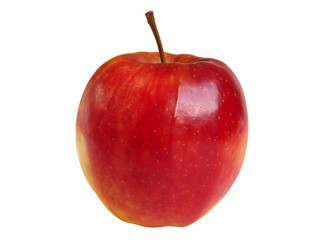 Shiny red apple on white. Isolation
